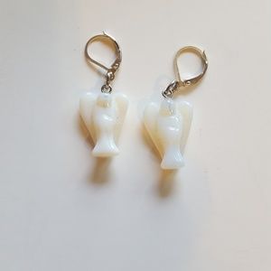 Genuine Handcarved  Angel Opal Quartz Earrings